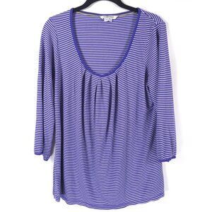 Boden PORTUGAL MADE Scoop Striped Viscose‎ Jersey Knit Top Pleated WL796 Size 12